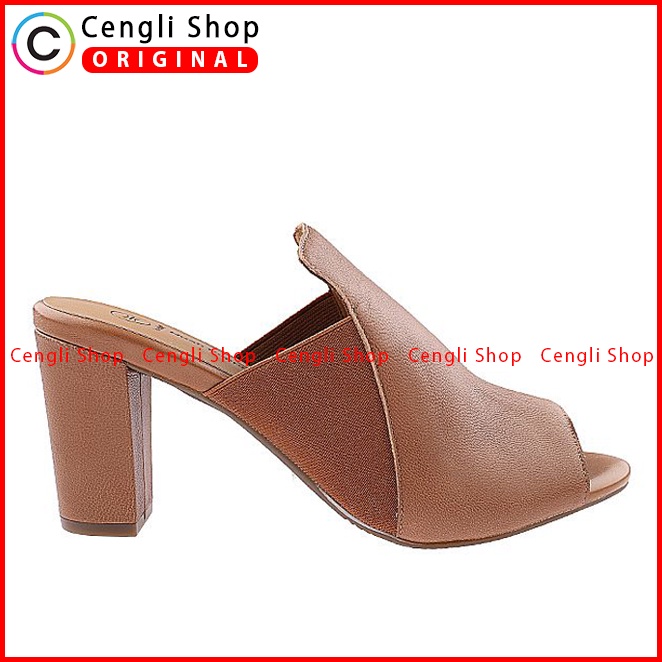 SEPATU SANDAL HEEL KULIT HUSH PUPPIES HEELS WANITA BRANDED COKLAT HW05