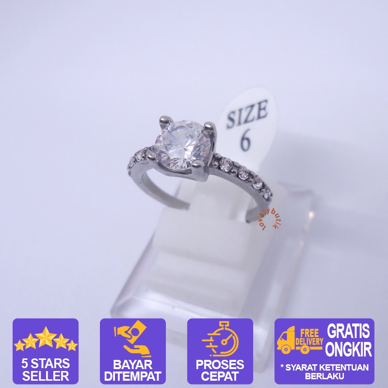 Lovelybutik - Cincin Titanium Wanita Anti Karat Sakura Anti Hitam BONUS KOTAK PERHIASAN