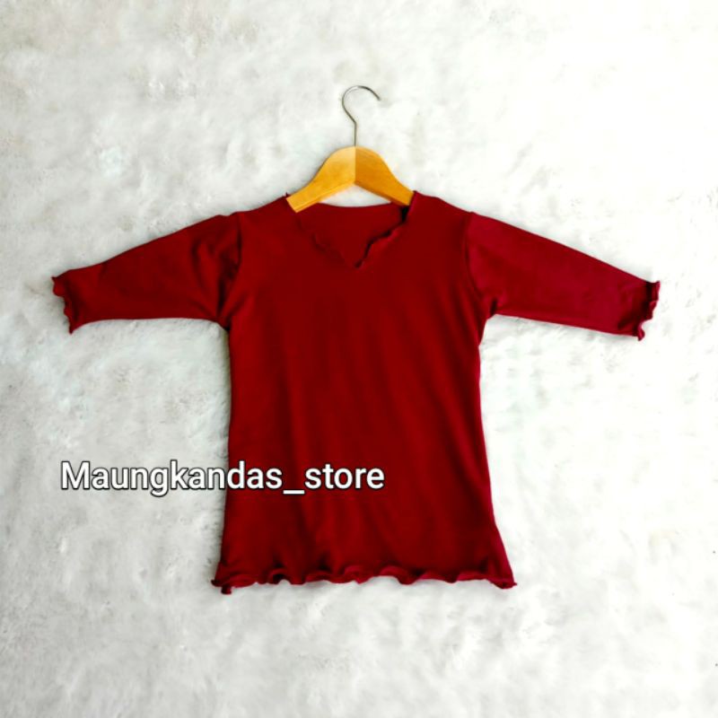 Kaos Anak Ruffle Tee / Kaos Anak Perempuan / Kaos Anak Lengan 3/4 | Bahan Kaos Spandek 2-4 Tahun