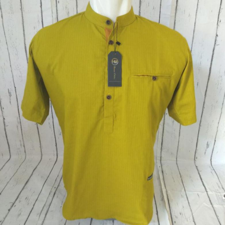 [KODE BQ6394] Kemeja Koko dewasa lengan pendek warna hijau lime - kemko pria lengan panjang warna hi