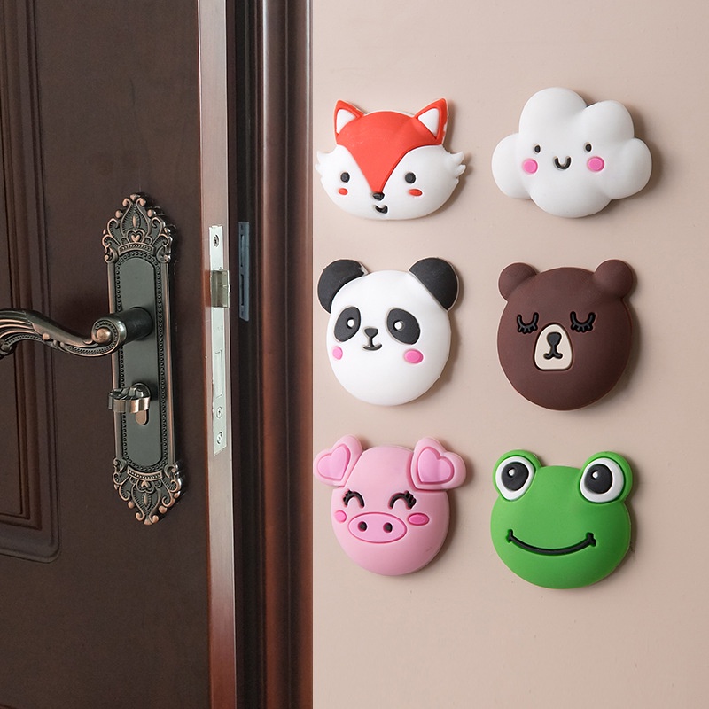 Cartoon Animals Silicone Rubber Noise Reduction Anti-collision Decoration Self Adhesive Door Stop Stopper / Cute Animals Wall Protector Shield Cushion for Door Handle / Guard Door Bumper Wall Protector Silencer / Anti-collision Stickers Decoration