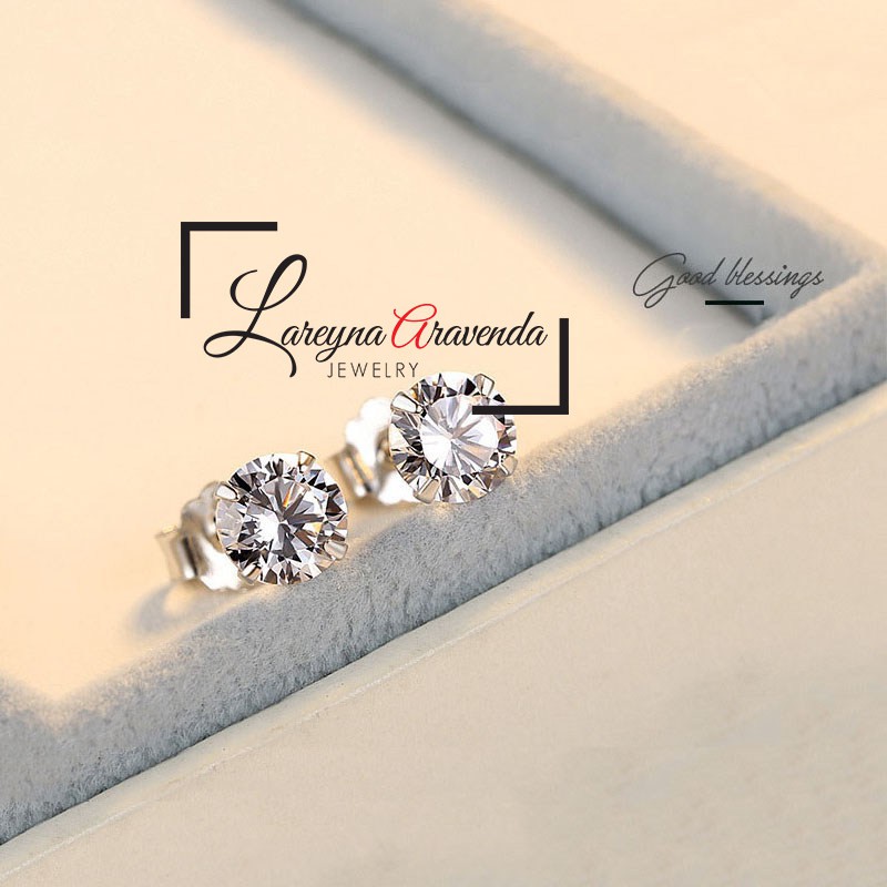 Anting Wanita Titanium Asli Crystal Kristal Zircon AAA ET005