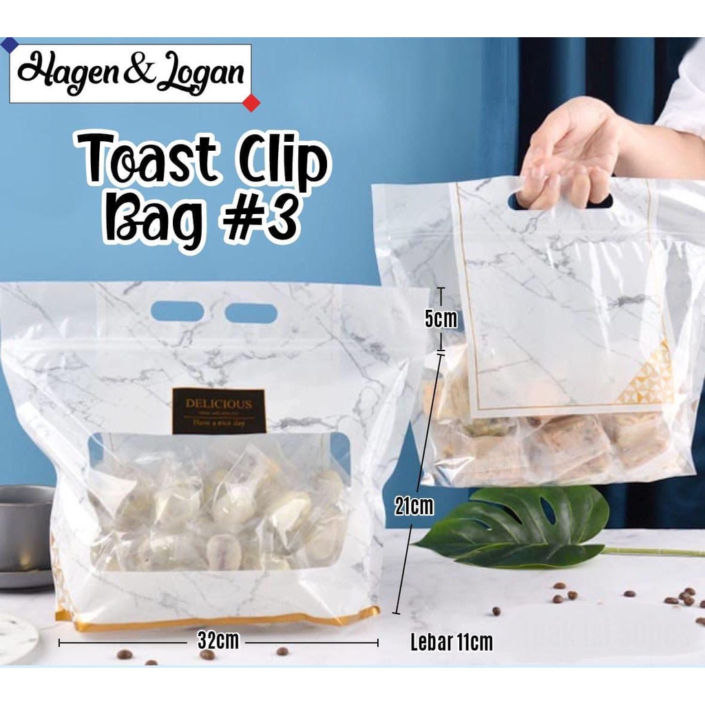 Toast Clip Bag / Plastik Roti Manis / Foodgrade / Plastik Roti Tawar isi 5 Pcs