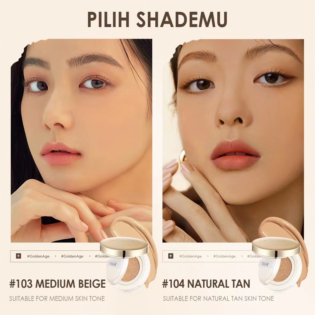 [ORI BPOM] FOCALLURE Poreless BB Cushion Foundation Full Coverage Soft Plant Extracts Waterproof Foundation #GoldenAge | FOCALLURE #GoldenAge BB Cushion Waterproof Full Coverage Poreless Foundation Waterproof Matte Compact Powder Facial Makeup | FA198
