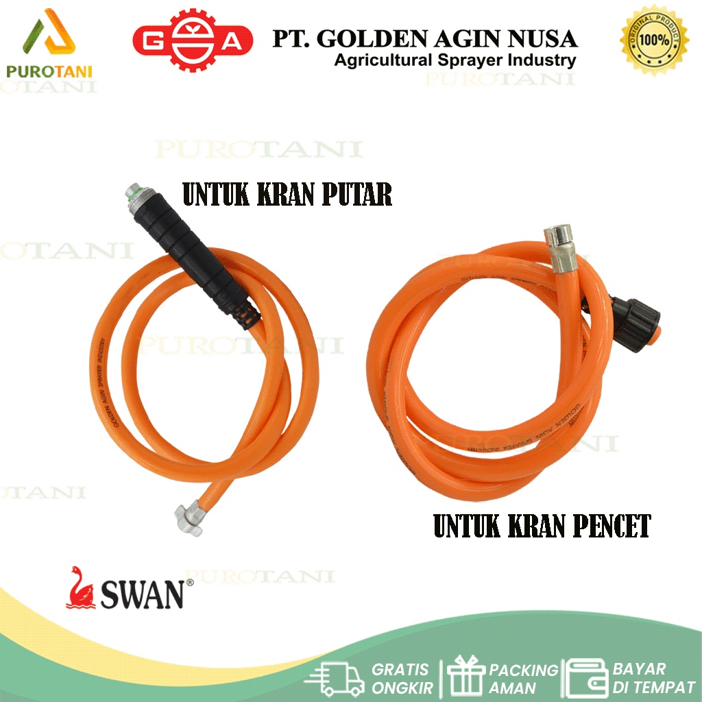 Selang Sprayer Hama Swan Tangki kran putar Swan Original Golden Agin kran putar