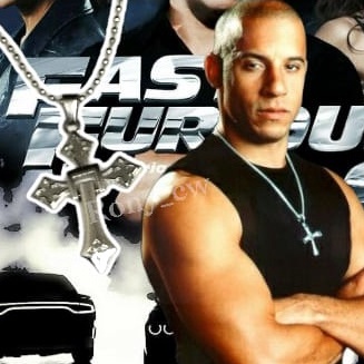 Kalung Salib Fast and Futious Vin Diesel Dominic stainless steel bisa di lipat Men Cross Necklace Do