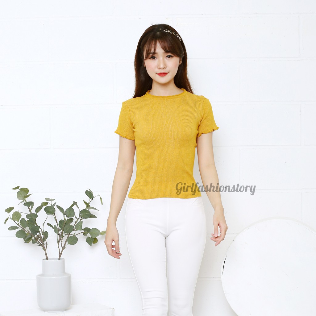 ATASAN RAJUT KRIWIL TANGAN PENDEK/ATASAN RAJUT CROP KOREA STYLE