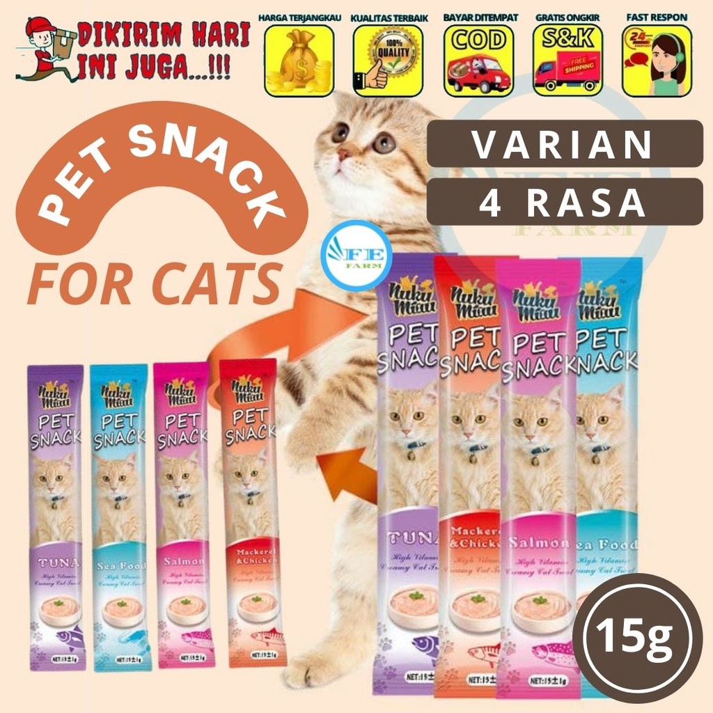 Snack Kucing Kitten Menggemukan Menjaga Imun NUKU MIUU 15 gram FEFARM