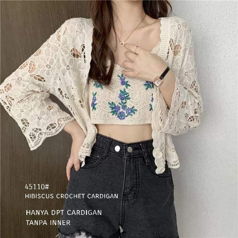 MDLV 45110 HIBISCUS CROCHET KOREA TERBARU CARDIGAN BRUKAT CARDIGAN IMPORT BEST SELLER FASHION IMPORT