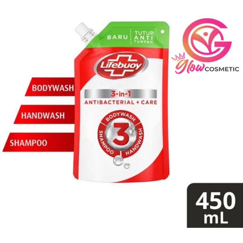 LIFEBUOY BODY WASH 3 IN 1 ANTI BACTERIAL + CARE 450 ML REFILL /017571