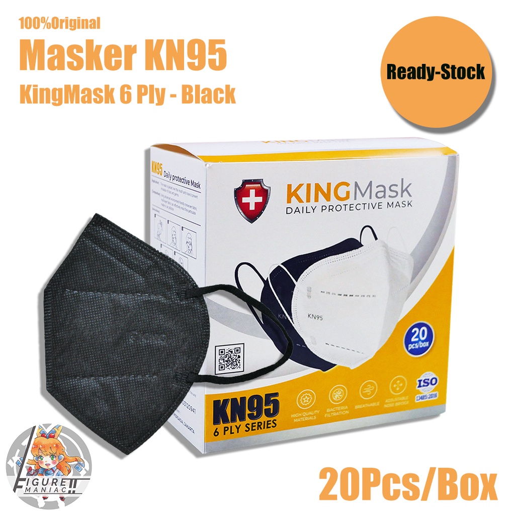 Masker King Mask KN95 6 Ply Putih Hitam Original Premium Masker KingMask isi 20 per box