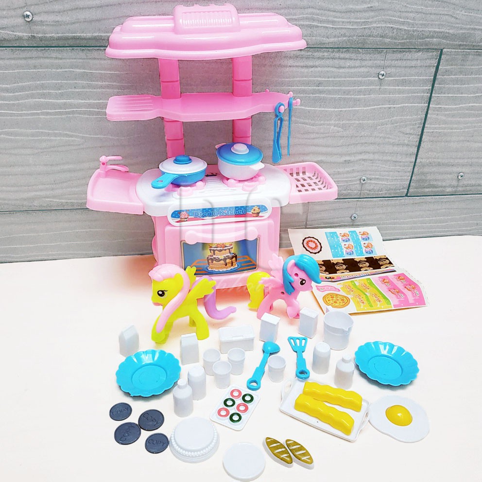 Happy Kitchen Set Little Pony 108 Pink Mainan Masak-masakan Peralatan Dapur Mini