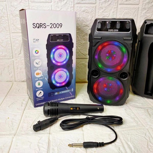 SPEAKER BLUETOOTH SQRS-2009 LED PLUS MIC KARAOKE SUARA SUPER BASS