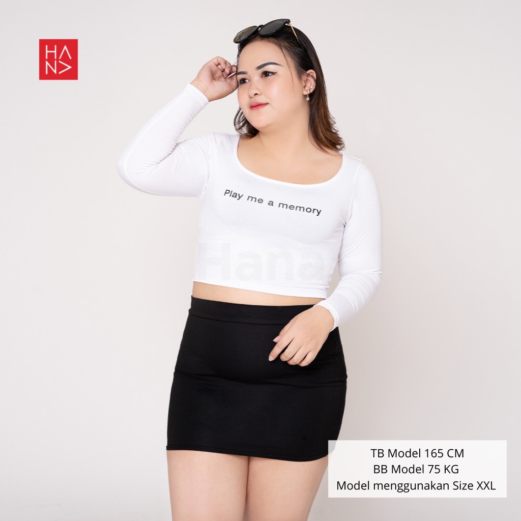 Hana Fashion - Playme Crop Top T-Shirt Kaos Lengan Panjang Wanita - CT066