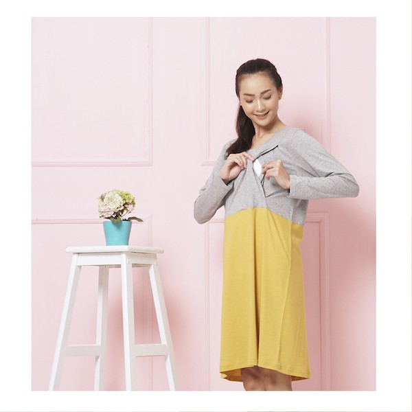 

Mamibelle Amorel Midi Dress Hamil & Menyusui Misty Gray Premium