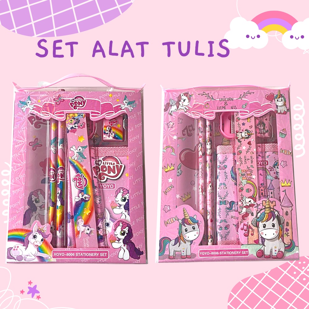 Paket Alat Tulis Set Stationary Tempat Pensil Cewek Perempuan Kado Anak Dompet