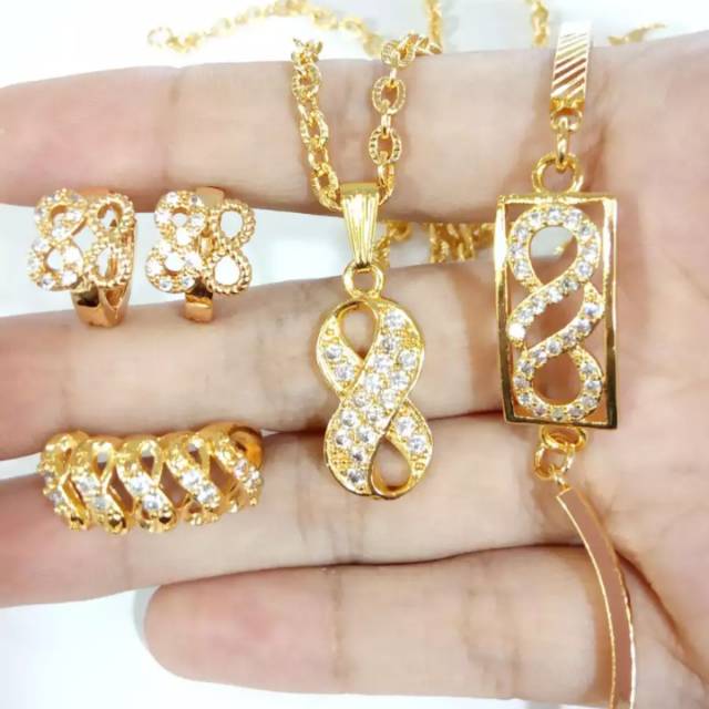 Set perhiasan motif angka gold xuping