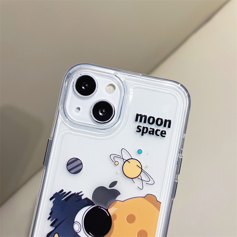 Case Transparan Motif Astronot Klasik Untuk iphone 11 12 13 pro max x xs xr xsmax 7 8 plus