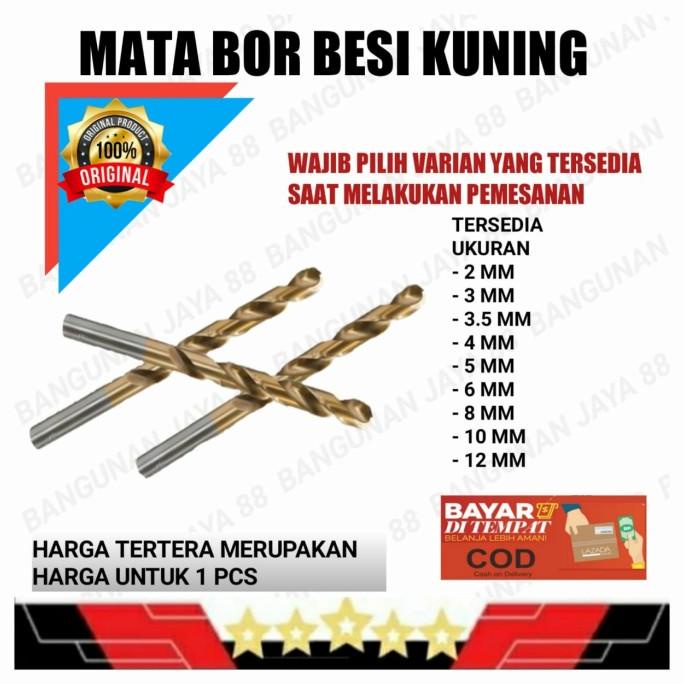 Mata Bor Besi Kuning 2Mm-12Mm/Mata Bor Besi Bor Kayu