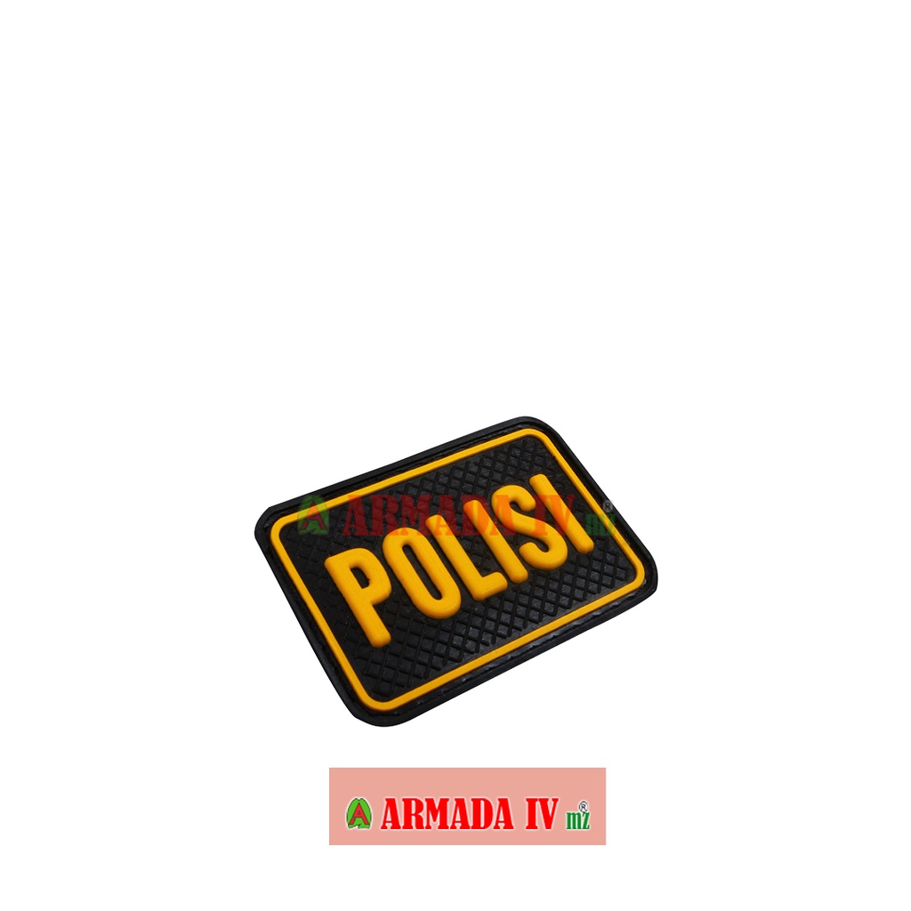 Patch Rubber Velcro Tulisan POLISI Kotak Kuning