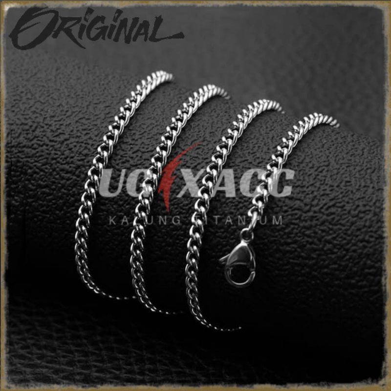 Kalung Rantai Titanium Pria Wanita Anti Karat Silver Perak Model Rantai Kecil Kalung Monel Anti Kara
