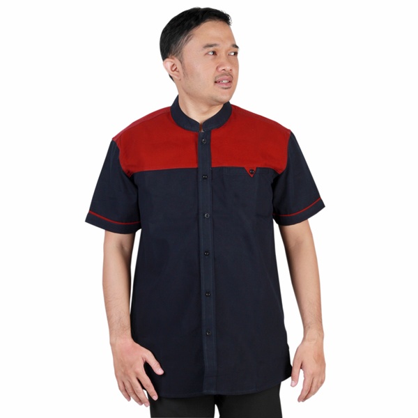 KEMEJA PDL LENGAN PENDEK PRIA KASUAL HITAM ORIGINAL BAJU KOKO 206