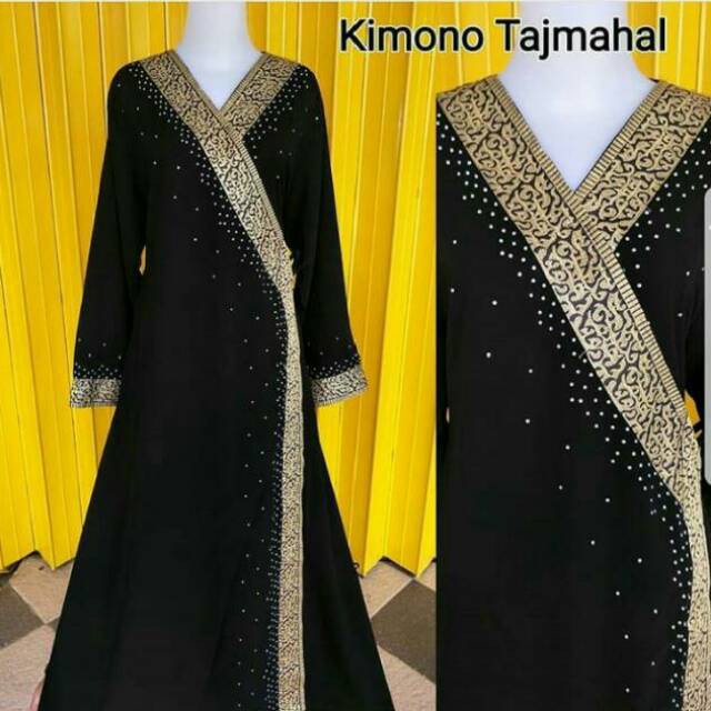 Lidya Abaya bordir kimono gold dan black  best seller Fashion Muslim
