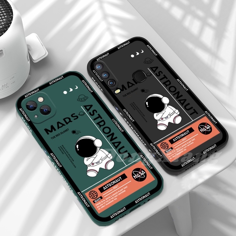 Casing Redmi A12 Softcase Note 12 Pro Note11S Redmi10C 10 9T 9A 9C Note10 Pro Note9 Note8 Poco M3 X3Pro X3NFC Keren Mars Astronot Lembut TPU Motif Samping Phone Cover Dengan Tali