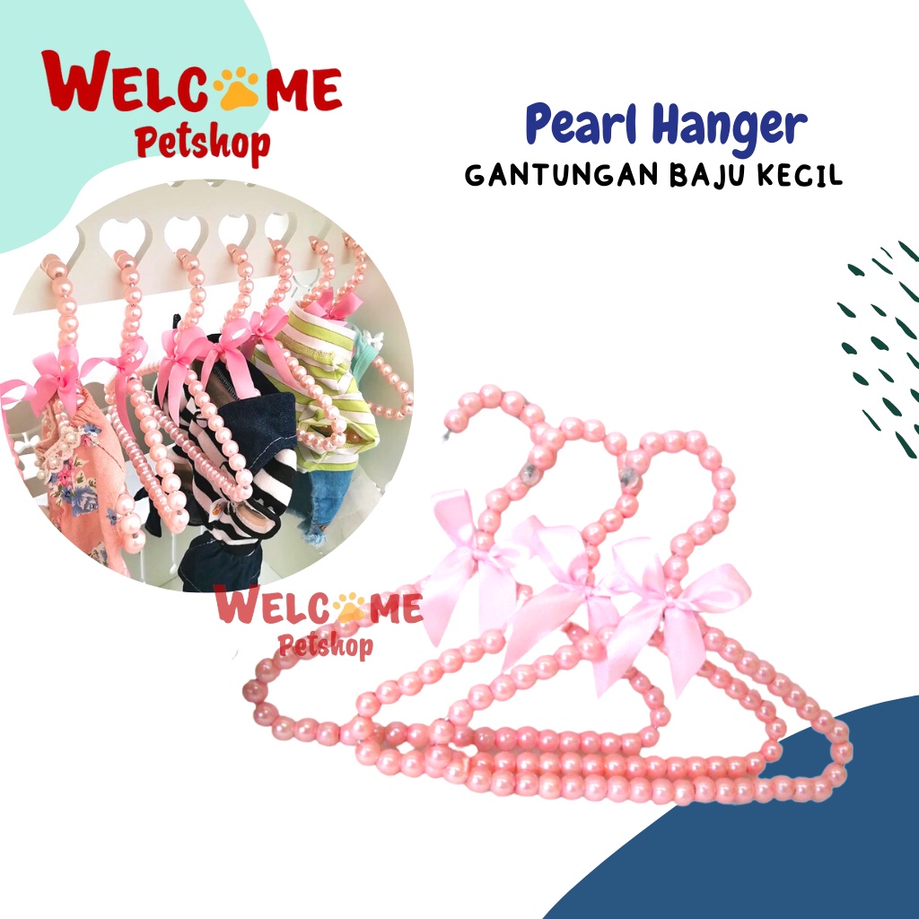 Pearl Hanger Gantungan Baju Kecil Anjing Kucing Mutiara Lucu Pakaian