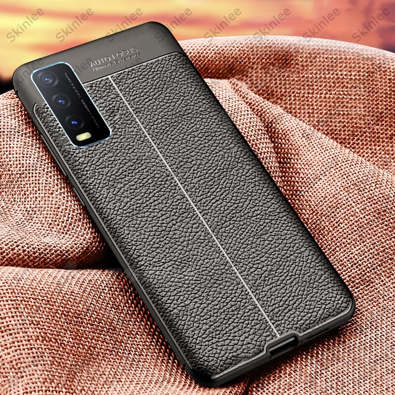 Case VIVO Y20/Y20i Ultra Slim Auto Focus Leather Premium SoftCase + Tempered Glass Anti Gores Layar