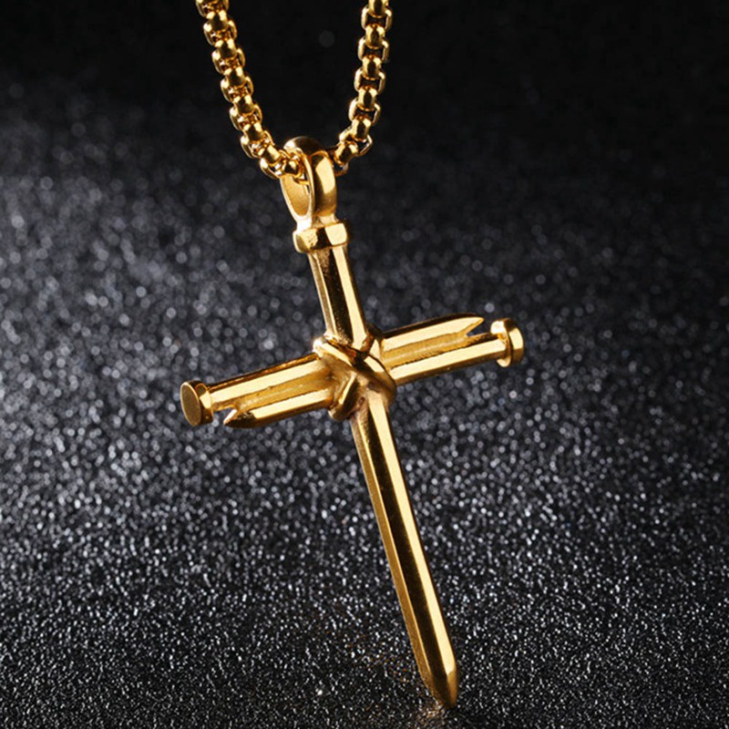 Fashion Stainless Steel Nail Rope Cross Pendant Necklace Jewelry For Men Gifts