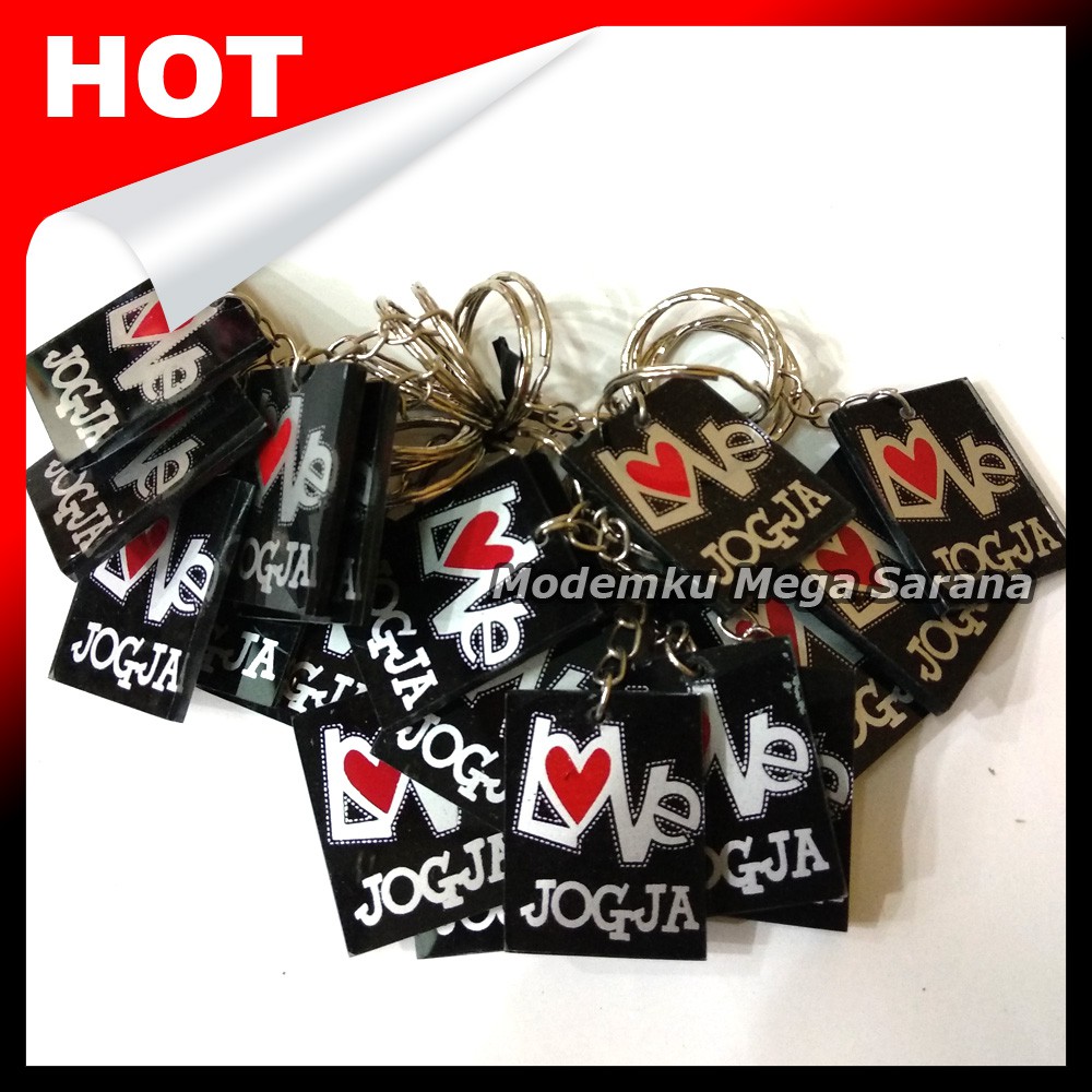 Souvenir Gantungan Kunci Jogja MRT17 - Love Jogja Kotak Hitam - 20pcs