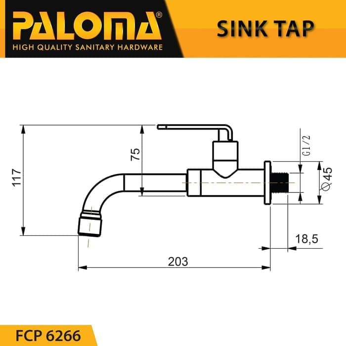 Tap PALOMA FCP 6266 Keran Kran Air Dingin Sink Wastafel Dapur Tembok