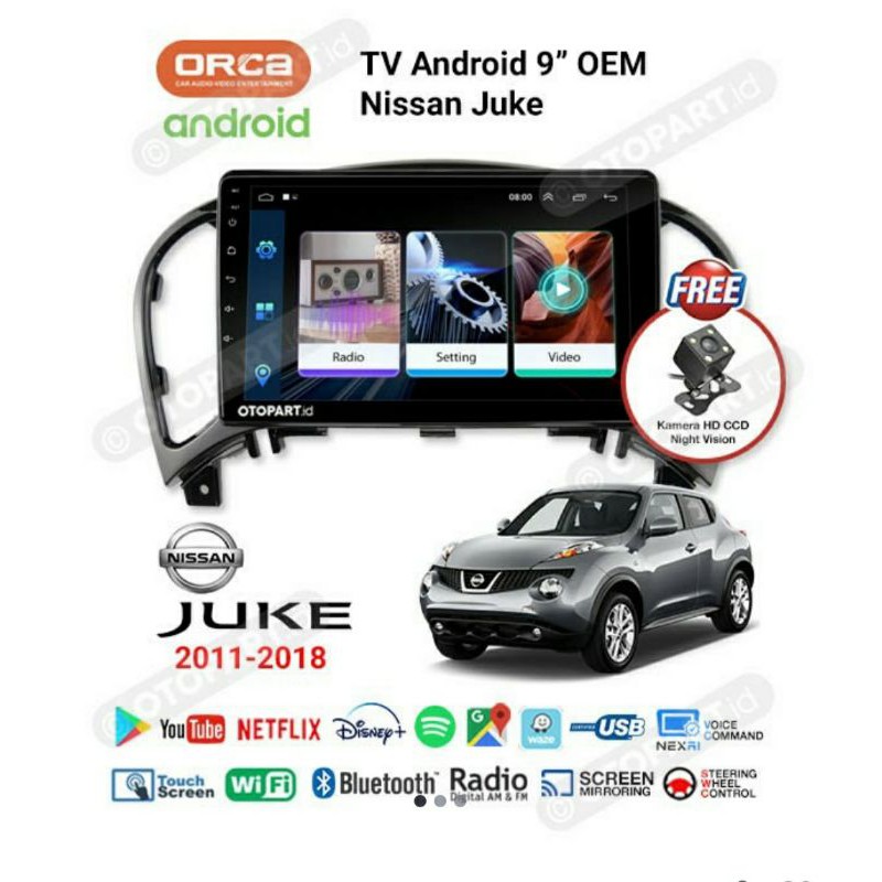 Head unit oem juke - tv android nissan juke orca - tv android orca adr9988 9 inch