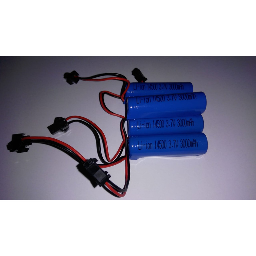 Baterai Batre RC Mobil Remot 3.7V 3,7V 3000mAh Socket Hitam 2pin 14500