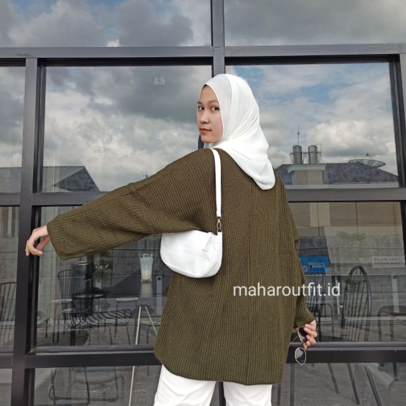 CARDIGAN RAJUT TEBAL OVERSIZE / BEST SELLER!!-Army