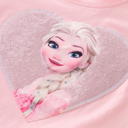 Dress Frozen Anak Perempuan Disney Elsa Anna Lengan Pendek Katun Motif Kartun Karakter Import