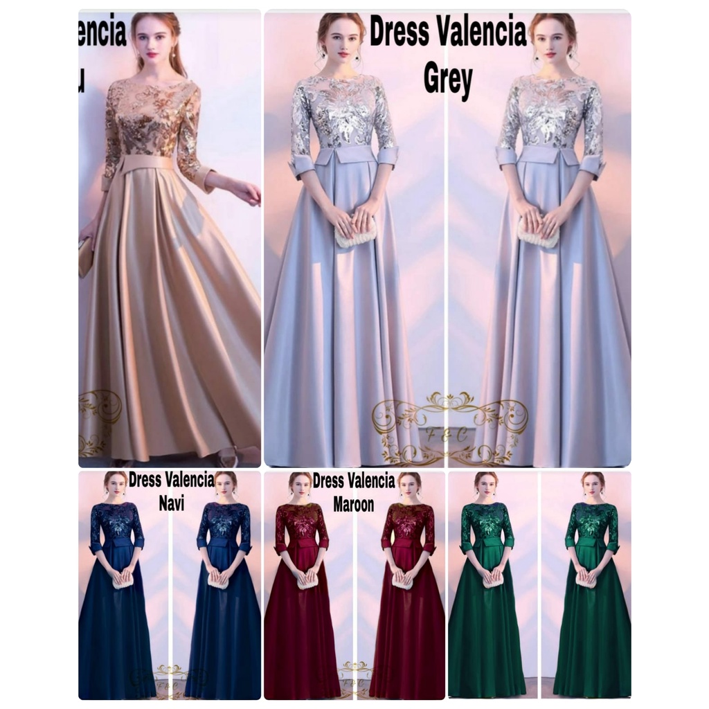 3 UKURAN M L XL DRESS VALENCIA FASHION PAKAIAN WANITA GAMIS MAXY FEHM