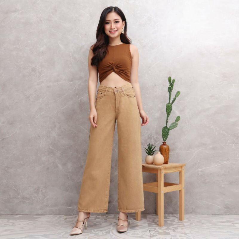 KULOT JEANS SYAKIRA / CELANA JEANS WANITA / JEANS WARNA KHAKI / JEANS ARMY / JEANS COKLAT