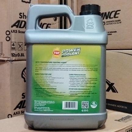 RADIATOR COOLANT / CAIRAN RADIATOR TOP 1  / TOP1 / TOP ONE POWER COOLANT 4 LITER HIJAU