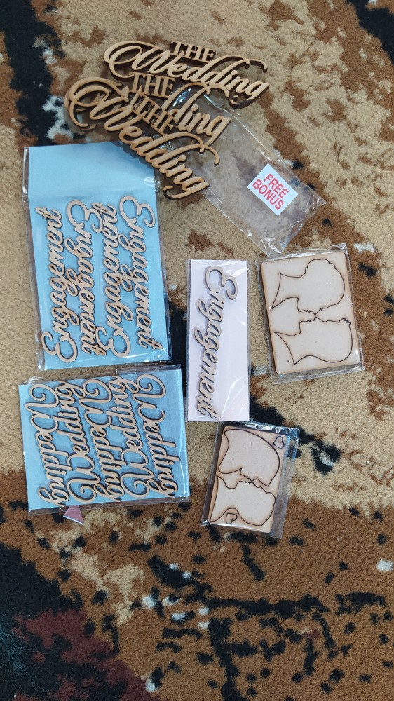 Rs 3,3 Cm Siluet Couple Muslim Mini Kayu Mdf / Chipboard / Triplex Dekorasi / Mahar / Seserahan