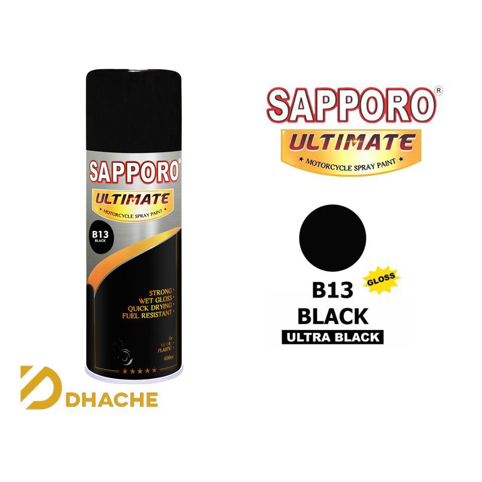 Cat Semprot Pilox Sapporo Ultimate B13 Black Glossy Hitam Kilap 400cc pylox