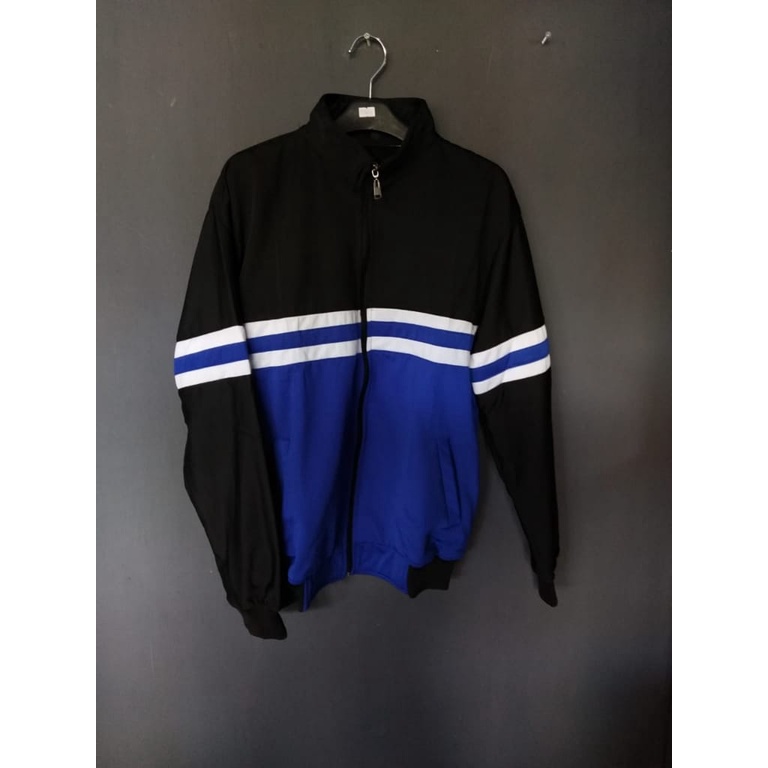 jaket tracktop hitam biru