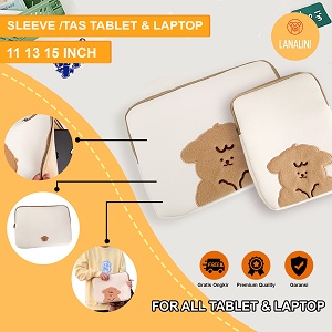 Sleeve Pouch Sarung Tas Bag Case Ipad Tab Tablet Macbook Air Pro Laptop Asus Acer Lenovo HP Huawei 11 12 13 14 15 inch Motif Gambar Domba Sheep Warna Putih Cream Lucu Cute Murah Korean Model