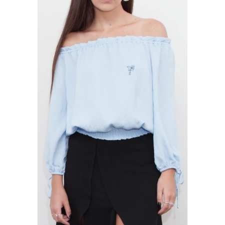 Hello Parry Cali Palm Tree Off Shoulder Top