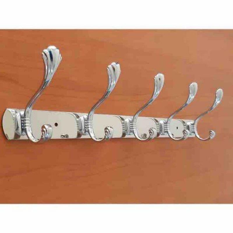 Gantungan Baju Stainles Steel - Kapstok Gantungan Baju Kamar Mandi Stainles 5 kait - Hanger Baju