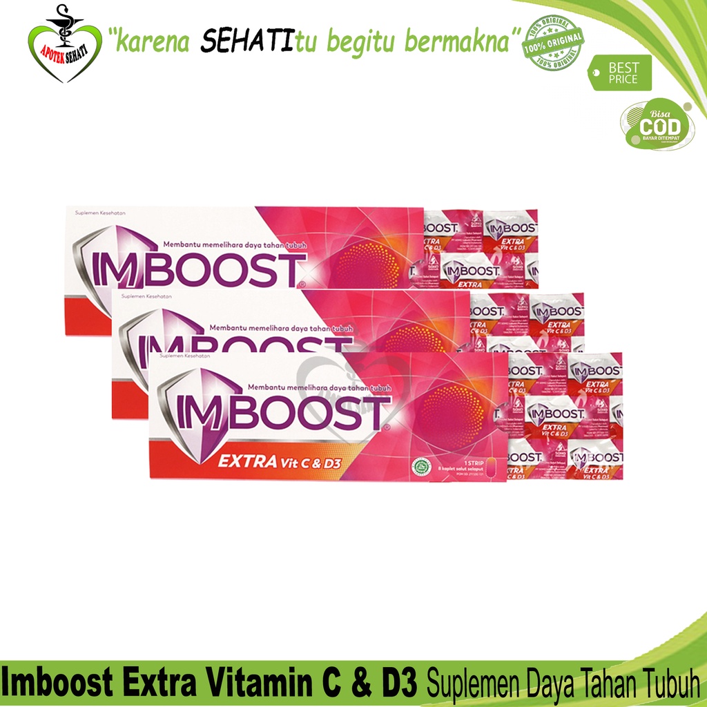 Imboost Extra Vitamin C dan D3 8 Tablet Suplemen Kesehatan