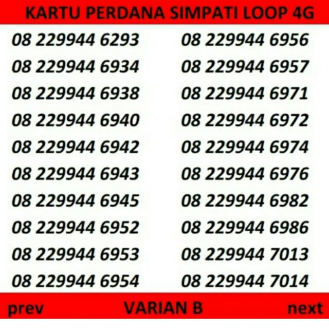 Nocan Nomor Cantik Kartu Perdana Simpati Loop 4G LTE Pulsa 5000 Segel