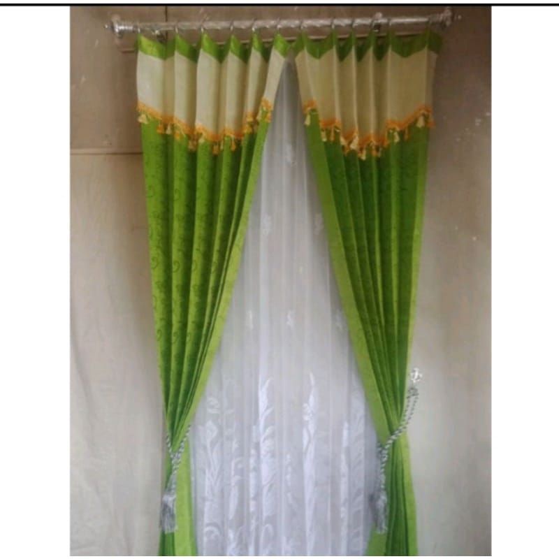 Gorden Poni Tempel Gorden Plisket Motif Kawat Gorden Manohara Poni Rumbai Renda Gorden Jendela Minim