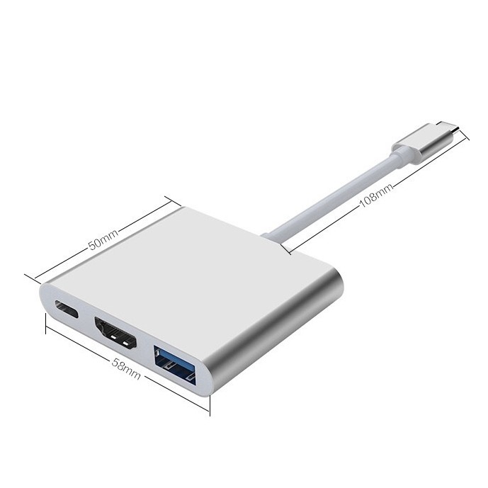 Kabel Converter USB 3 in 1 Type C To HDMI 4K - TypeC - USB 3.0  4K USB 3.1 Adapter For Macbook HUB